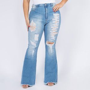 NWT Distressed light wash flare jeans